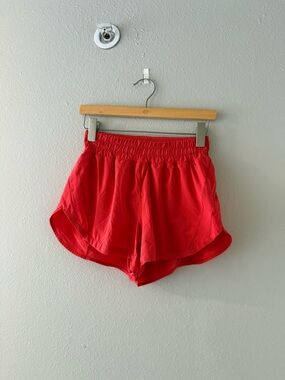 lulu-lemon “Track That” Red Women's Athletic Running Shorts - retired color